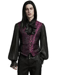 Punk Rave Mens Gothic Aristocrat Formal Jacquard Waistcoat Vest - Red