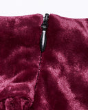 Punk Rave Daily Life Womens Long Gothic Velvet Applique Maxi Skirt - Red