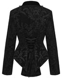 Punk Rave Womens Gothic Aristocrat Damask Velvet Frock Coat Jacket - Black