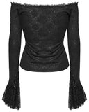 Punk Rave Womens Gothic Rose Lace Off Shoulder Blouse Top