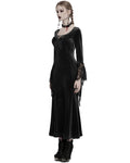 Punk Rave Daily Life Womens Long Gothic Velvet Applique Maxi Dress - Black