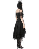 Dark In Love Womens Elegant Gothic Black Lace Off-Shoulder Evening Prom Dress