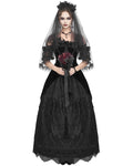 Eva Lady Dark Devore Gothic Velvet & Lace Wedding Dress - Black