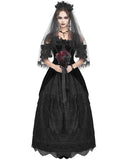 Eva Lady Dark Devore Gothic Velvet & Lace Wedding Dress - Black