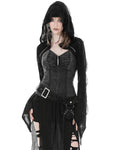 Dark In Love Womens Apocalyptic Punk Shredded Hooded Bolero Shrug