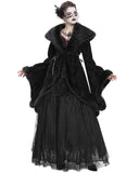 Eva Lady Womens Baroque Gothic Damask Winter Coat With Faux Faur Trims - Black
