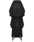 Dark In Love Womens Gothic Ruffled & Shredded Lace Hi-Low Skirt