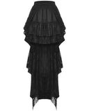 Dark In Love Womens Gothic Ruffled & Shredded Lace Hi-Low Skirt