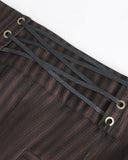 Devil Fashion Mens Tennyson Striped Steampunk Lacing Dress Pants - Brown