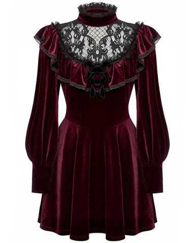 Dark In Love Romantic Gothic Velvet Lolita Doll Mini Dress