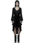 Punk Rave Womens Dark Gothic Velvet Applique Fishtail Dress