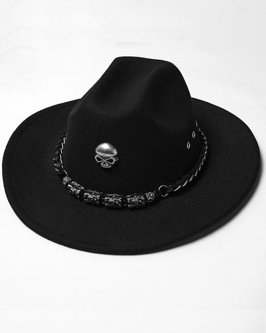 Punk Rave Unisex Gothic Punk Skull & Chains Fedora Hat