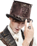 Devil Fashion Arkadius Mens Steampunk Top Hat - Brown
