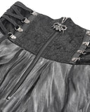 Devil Fashion Womens Long Victorian Steampunk Straps Maxi Skirt - Grey & Black