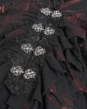 Devil Fashion Mens Apocalyptic Gothic Pirate Poet Shirt Top - Black & Red