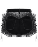Devil Fashion Womens Gothic Velvet Floral Mesh Embellished Hot Pants Shorts