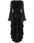 Punk Rave Womens Dark Gothic Velvet Applique Fishtail Dress