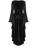 Punk Rave Womens Dark Gothic Velvet Applique Fishtail Dress