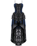 Dark In Love Womens Gothic Lolita Velvet & Lace Fishtail Prom Dress - Blue & Black