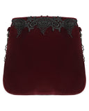 Devil Fashion Womens Gothic Crucifix Lace Applique Handbag - Red Velvet