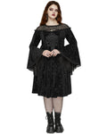 Punk Rave Plus Size Womens Gothic Night Rose Dress - Black Velvet