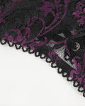 Eva Lady Womens Baroque Velvet Damask & Lace Blouse Top - Black & Purple