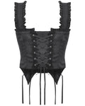 Dark In Love Womens Gothic Crucific Cobweb Jacquard Corset Top