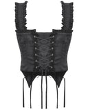 Dark In Love Womens Gothic Crucific Cobweb Jacquard Corset Top