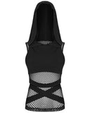 Punk Rave Daily Life Womens Gothic Wasteland Fishnet Contrast Hooded Vest Top