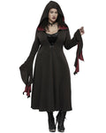 Punk Rave Womens Gothic Lace Applique Cloak Jacket - Black & Red - Extended Size Range