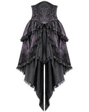 Dark In Love Womens Gothic Butterfly Split Tails Lace Overlay Hi-Low Skirt - Purple & Black