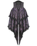 Dark In Love Womens Gothic Butterfly Split Tails Lace Overlay Hi-Low Skirt - Purple & Black