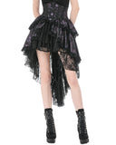 Dark In Love Womens Gothic Butterfly Split Tails Lace Overlay Hi-Low Skirt - Purple & Black