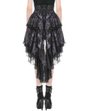 Dark In Love Womens Gothic Butterfly Split Tails Lace Overlay Hi-Low Skirt - Purple & Black