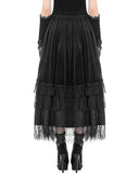 Dark In Love Womens Long Gothic Steampunk Velvet & Lace Bustle Maxi Skirt