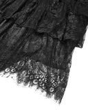 Dark In Love Womens Long Gothic Steampunk Velvet & Lace Bustle Maxi Skirt