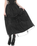 Dark In Love Womens Long Gothic Floral Lace & Rose Tassled Bustle Maxi Skirt