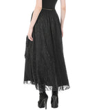 Dark In Love Womens Long Gothic Floral Lace & Rose Tassled Bustle Maxi Skirt