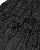 Dark In Love Womens Long Gothic Floral Lace & Rose Tassled Bustle Maxi Skirt