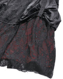 Dark In Love Womens Long Gothic Velvet & Lace Layered Bustle Maxi Skirt - Black & Red