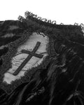 Dark In Love Gothic Crucifix Casket Velvet Bell Sleeve Dress