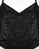 Punk Rave Womens Gothic Lace Applique Tie-Back Camisole Top