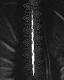 Punk Rave Womens Long Gothic Velvet & Lace Applique Hooded Cloak - Black