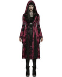 Punk Rave Womens Gothic Tie Dye Hooded Cloak Jacket - Black & Red