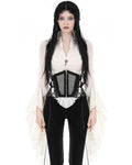 Dark In Love Womens Romantic Steampunk Flared Lace Sleeve Blouse Top - Vintage Off-White