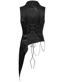 Punk Rave Mens Visual Kei Gothic Asymmetric Chained Waistcoat Vest - Black