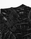 Punk Rave Daily Life Womens Long Gothic Velvet Applique Maxi Skirt - Black