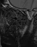 Punk Rave Daily Life Womens Long Gothic Velvet Applique Maxi Dress - Black