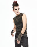 Devil Fashion Corruption Chamber Mens Apocalyptic Armoured Tank Top - Brown