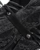 Eva Lady Womens Baroque Gothic Damask Winter Coat With Faux Faur Trims - Black